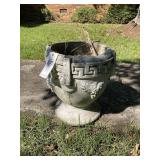 PAIR OF CONCRETE PLANTERS 15 INCH DIAMETER 17 INCH
