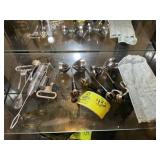GROUP OF MISC BAR TOOLS, MEASURING CUPS, STIRRERS,