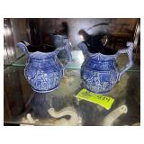 PAIR OF CERAMIC WATER PITCHERS, MARKED WOOD MADE I
