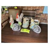 GROUP OF MISC DECORATIVE ITEMS, RABBIT PLANTERS, C