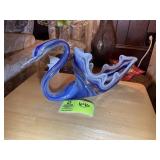 HAND BLOWN GLASS SWAN, BLUE, 17 IN X 7.5 IN