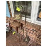 VINTAGE FLOOR LAMP WITH GLASS SHADE, APPROX 55 IN