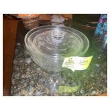 GROUP OF 3 VINTAGE PYREX SCULPTURED TEARDROP CLEAR