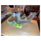 HAND BLOWN GLASS SWAN, YELLOW, 16 IN X 6.5 IN