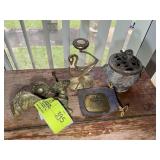 GROUP OF BRASS COLOR ITEMS, DOOR KNOCKER, HANDYMAN