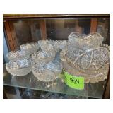 GROUP OF PRESSED GLASS SERVING BOWLS