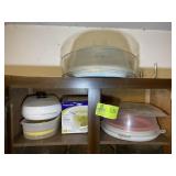 CONTENTS OF TOP SHELF OF CABINET, RICE COOKER, CAK