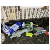 MISC GROUP OF FIGURINES, DUCK, ROOSTER, GREYHOUND,