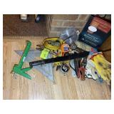 GROUP OF MISC HAND TOOLS, HAMMERS, TAPE MEASURES,