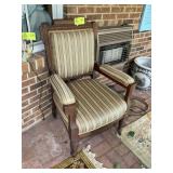 VINTAGE WOOD FRAMED UPHOLSTERED SEAT, BACK, ARMRES