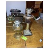 PAIR OF OIL LAMP BASES, ONE ALADDIN, ONE APPEARS T