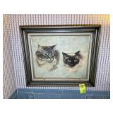 FRAMED OIL ON CANVAS, CATS, BY GABRIELE L. WILLS,