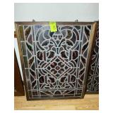 STAINED GLASS WINDOW PANE WITH WOOD FRAME, 28 IN X