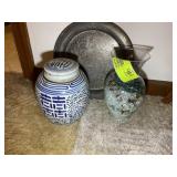 GROUP OF MISC ITEMS, BLUE AND WHITE GINGER JAR, SI