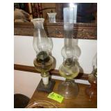 TWO VINTAGE OIL LAMPS, 20 IN AND 22 IN TALL