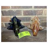 PAIR OF HAND BLOWN GLASS SWAN NAPKIN HOLDERS, 5.5