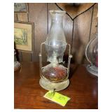 OIL LAMP IN STAND, 14 IN TALL