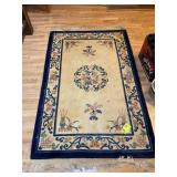 AREA RUG, BLUE AND CREAM, 43 IN X 68 IN