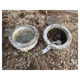 PAIR OF CONCRETE PLANTERS 16 INCH DIAMETER 13 INCH