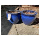 PAIR OF CERAMIC STYLE PLANTERS 14 INCH DIAMETER 12