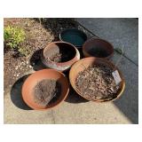 GROUP OF TERRA-COTTA STYLE PLANTERS, APPROXIMATELY
