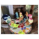 GROUP OF 3 CERAMIC STYLE CHICKENS, 8 IN TALL
