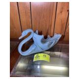 HAND BLOWN GLASS SWAN BOWL, BLUE, 15 IN X 7 IN