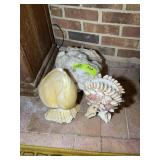 GROUP INCLUDING LARGE ROCK WITH CRYSTALS, SEASHELL