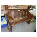 VINTAGE WOODEN DEACONS BENCH, APPROX 56 IN LONG X