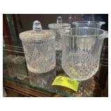PAIR OF DECORATIVE VINTAGE GLASS ICE BUCKETS, 6 IN