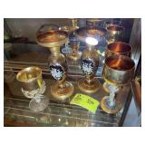 GROUP OF GOLD RIMMED GLASSWARE AND VASES
