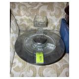 LAZY SUSAN TABLE CENTERPIECE WITH GLASS SERVER