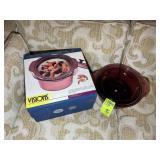 PAIR OF CORNING CRANBERRY GLASS BAKING DISHES