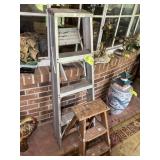 4 FT ALUMINUM STEP LADDER  AND 2 FT WOODEN STEP ST