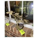 VINTAGE MID-CENTURY BRONZE BONSAI TREE ON RAW AMET
