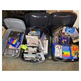 THREE TOTES OF MISCELLANEOUS VHS TAPES AND DVDS VA