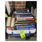 PLASTIC TOTE WITH MISCELLANEOUS HARDBACK BOOKS VAR