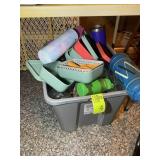 TOE WITH MISS LANEY'S ITEMS INCLUDING TERVIS CUPS,