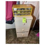 3 DRAWER WOODEN SIDE TABLE, 12 IN X 12 IN X 26 IN,
