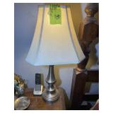 PAIR OF SILVER COLOR TABLE LAMPS, 25 IN TALL