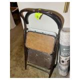 TWO METAL FRAME FOLDING STEP STOOLS