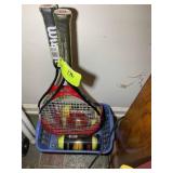 PAIR OF WILSON TENNIS RACKETS WITH TENNIS BALLS