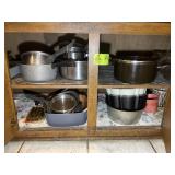 CONTENTS OF CABINETS INCLUDING MISCELLANEOUS POTS