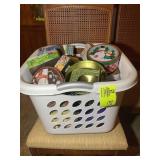 PLASTIC TOTE WITH MISCELLANEOUS CHRISTMAS THEMED T