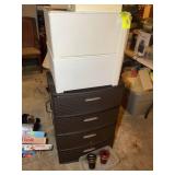 PAIR OF PLASTIC ORGANIZERS WITH DRAWERS, WHITE ONE