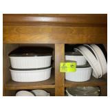 GROUP OF CORNING WARE CASSEROLE, DISHES, SOME WITH