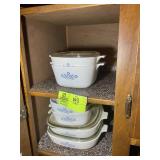 GROUP OF VINTAGE CORNING WARE, BLUE CORN FLOUR DIS