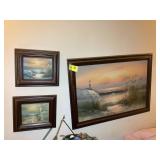 GROUP OF OCEAN THEMED OIL ON CANVAS FRAMED WALL AR