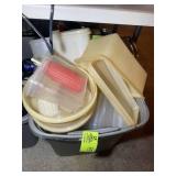 TOTE WITH LARGE ASSORTMENT OF PLASTIC STORAGE CONT