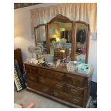 8 DRAWER DRESSER WITH MIRROR, 64 IN X 29.5 IN X 76